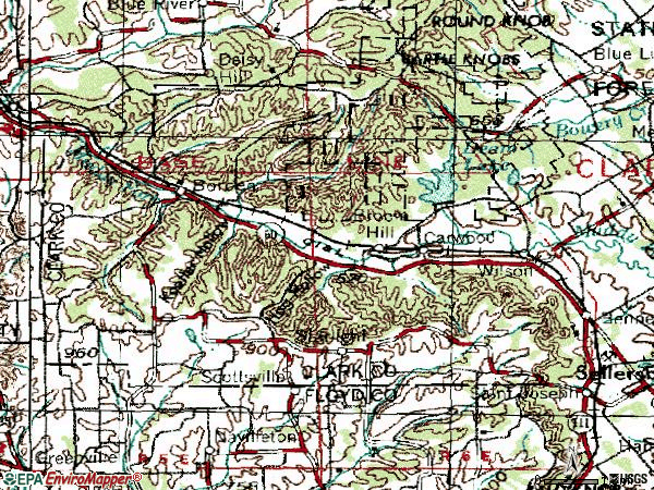 Zip code 47106 topographic map