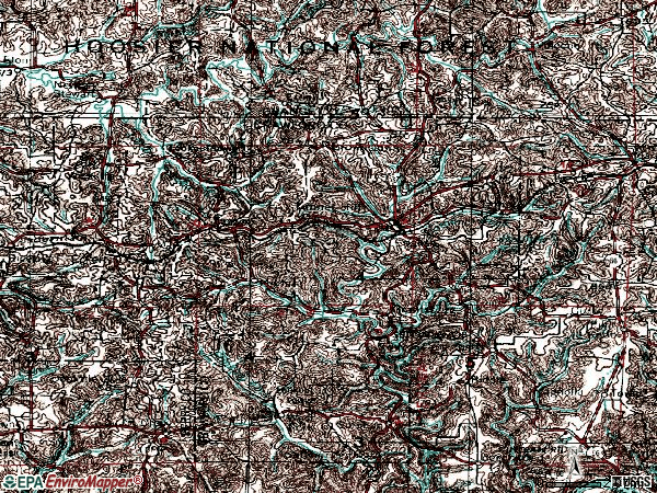 Zip code 47118 topographic map