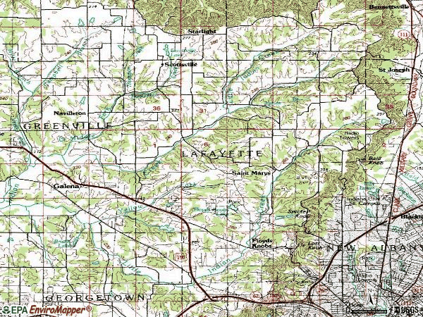 Zip code 47119 topographic map