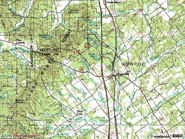 Zip code 47126 topographic map