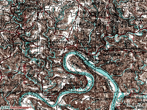 Zip code 47137 topographic map