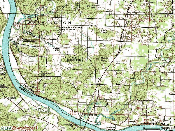 Zip code 47142 topographic map