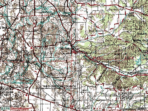 Zip code 47165 topographic map