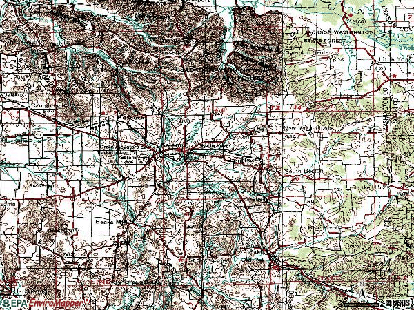 Zip code 47167 topographic map