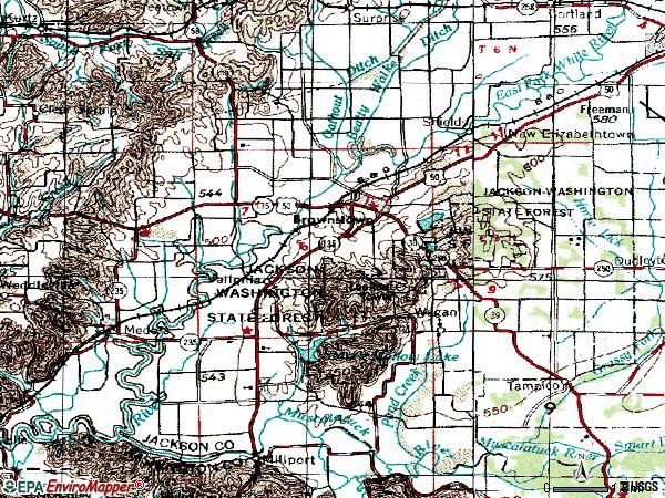 Zip code 47220 topographic map