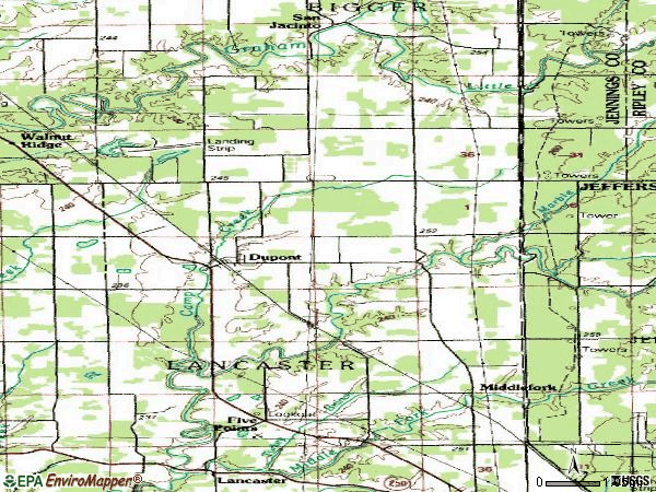 Zip code 47231 topographic map