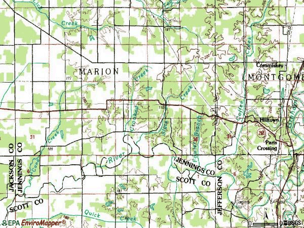 Zip code 47270 topographic map