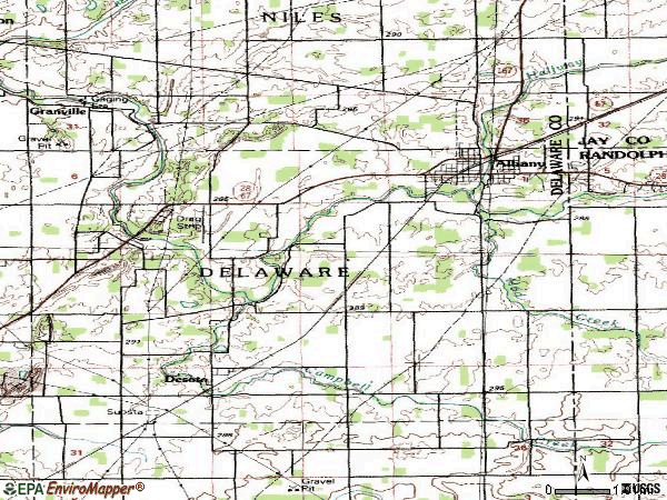 Zip code 47320 topographic map