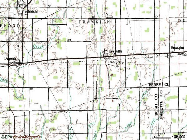 Zip code 47352 topographic map