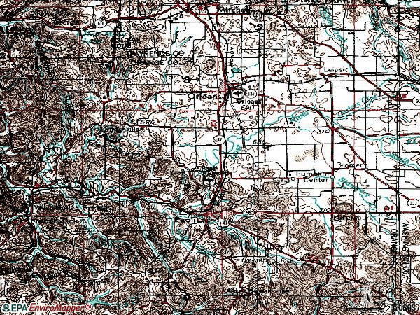 Zip code 47452 topographic map