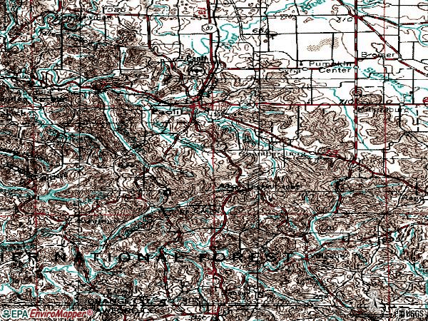 Zip code 47454 topographic map