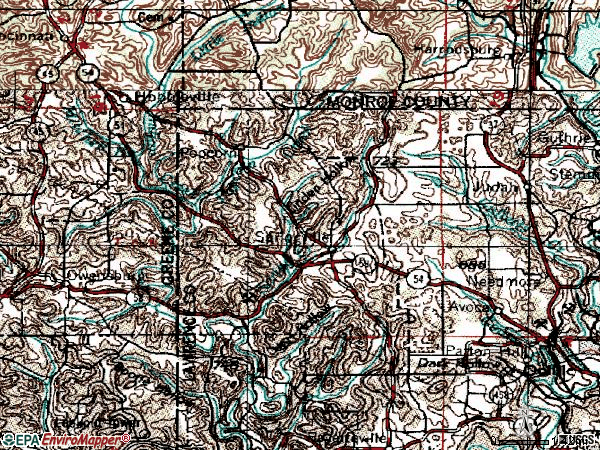 Zip code 47462 topographic map