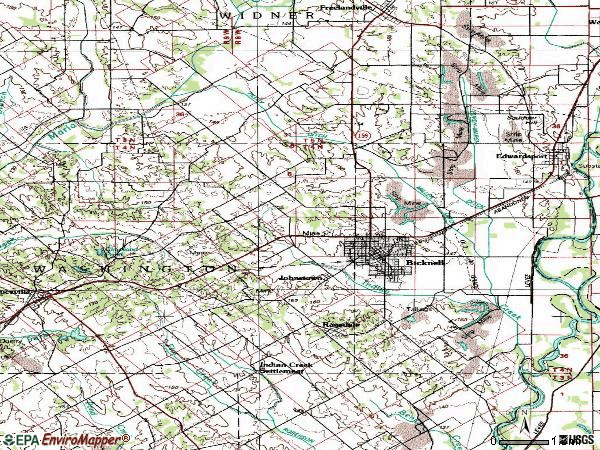 Zip code 47512 topographic map