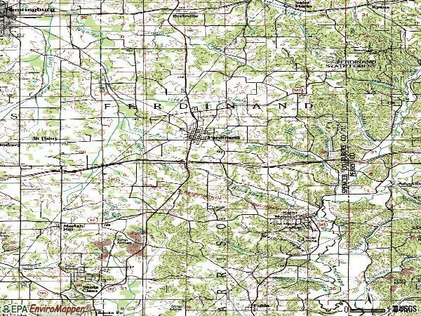 Zip code 47532 topographic map