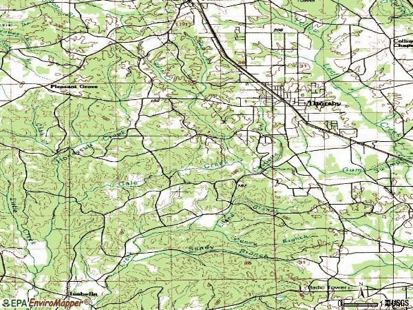 Zip code 35171 topographic map