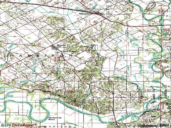 Zip code 47557 topographic map