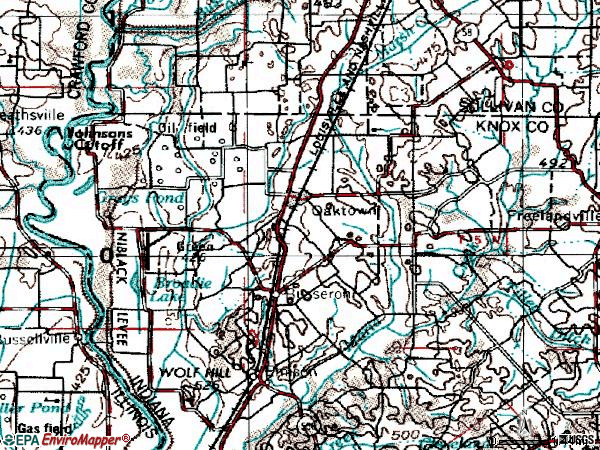 Zip code 47561 topographic map