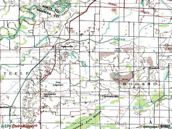 Zip code 47568 topographic map