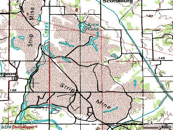 Zip code 47584 topographic map