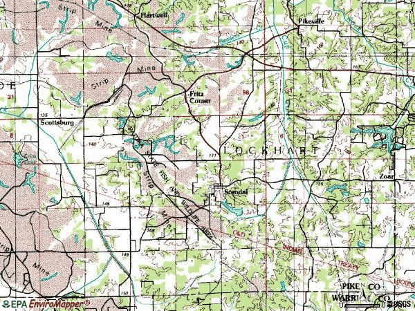 Zip code 47585 topographic map
