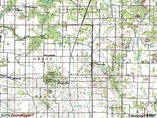 Zip code 47611 topographic map