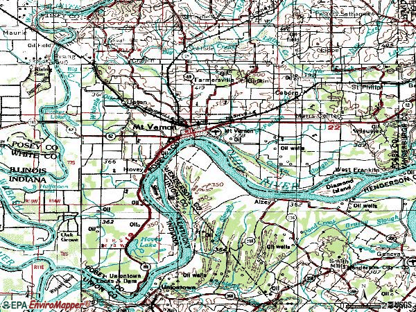 Zip code 47620 topographic map