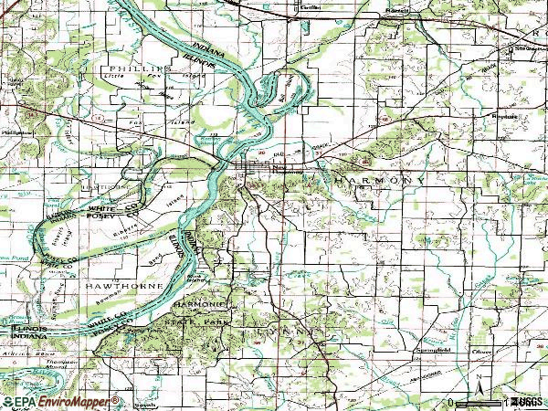 Zip code 47631 topographic map