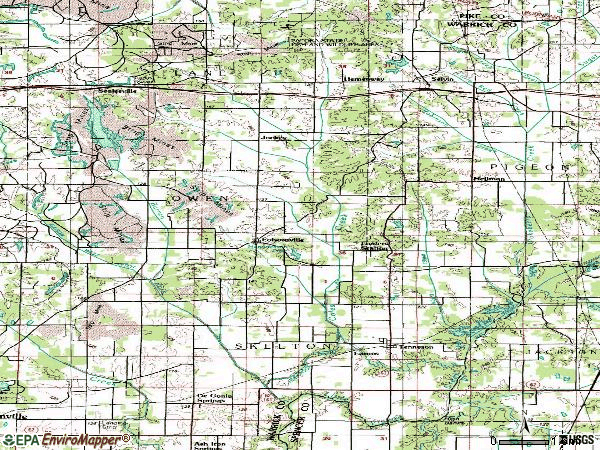 Zip code 47637 topographic map