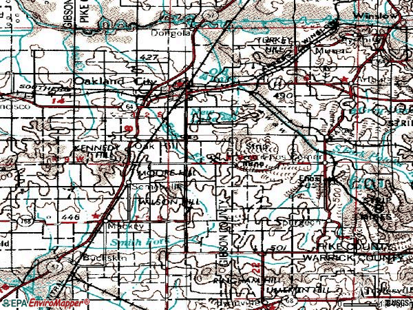 Zip code 47660 topographic map