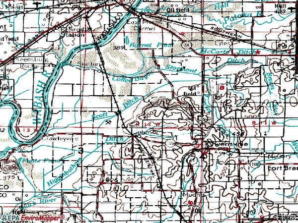 Zip code 47665 topographic map