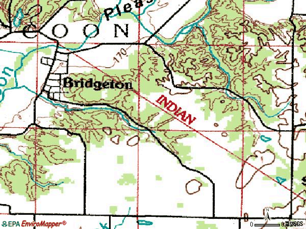 Zip code 47836 topographic map