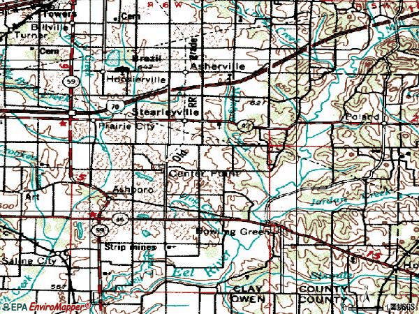 Zip code 47840 topographic map