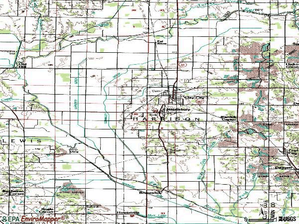 Zip code 47841 topographic map
