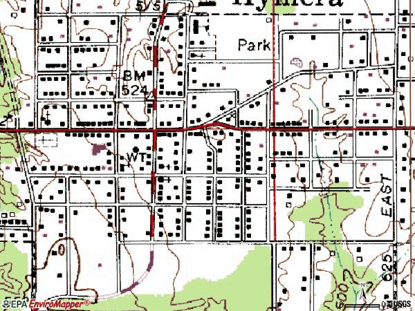 Zip code 47855 topographic map