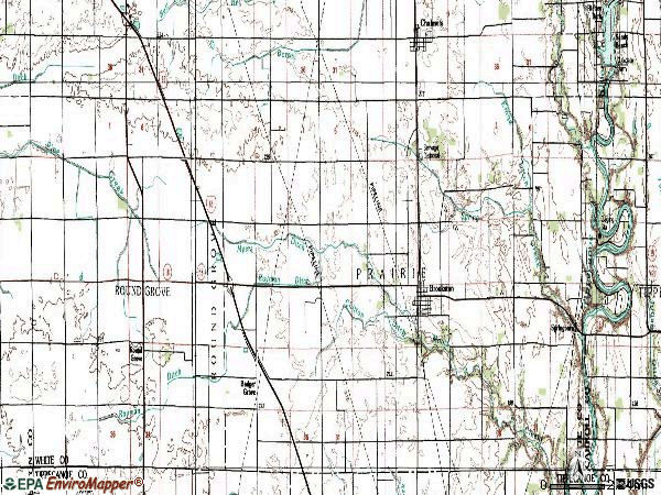 Zip code 47923 topographic map
