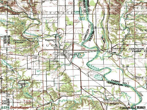 Zip code 47928 topographic map