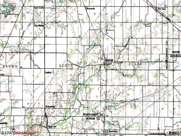 Zip code 47954 topographic map