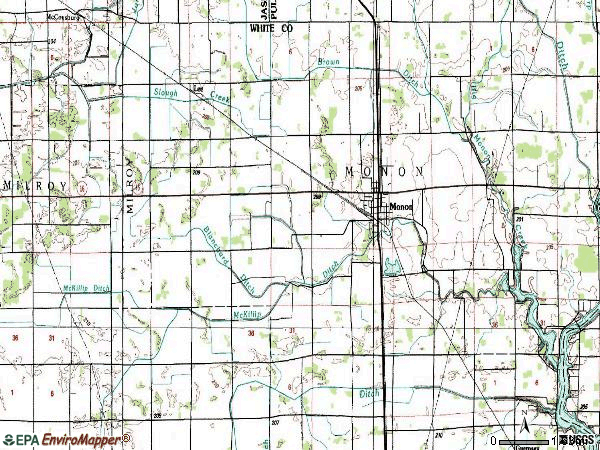Zip code 47959 topographic map