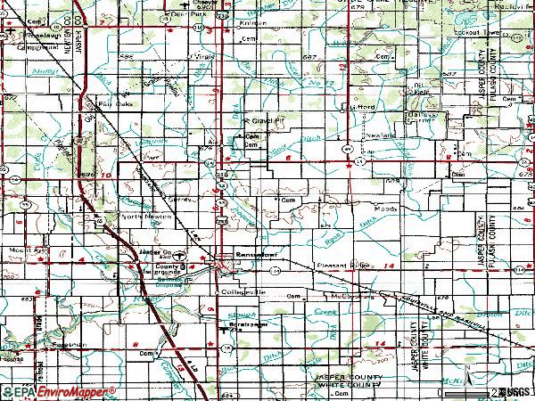 Zip code 47978 topographic map