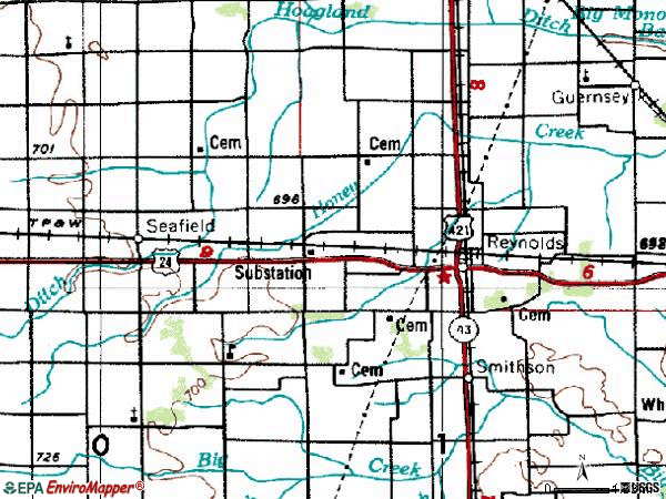 Zip code 47980 topographic map