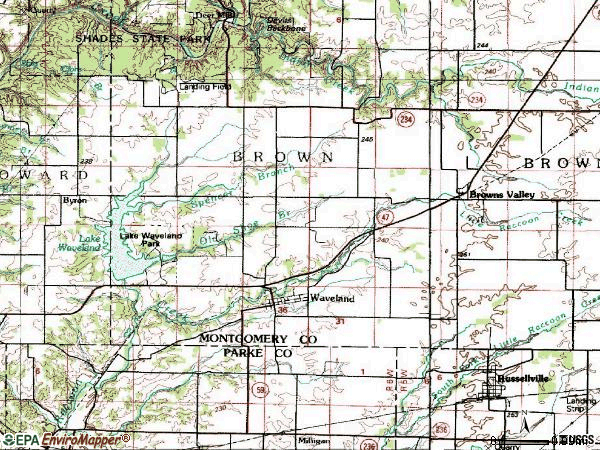 Zip code 47989 topographic map