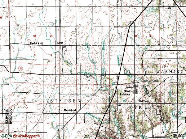 Zip code 47991 topographic map
