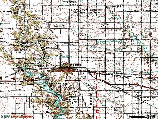 Zip code 50036 topographic map