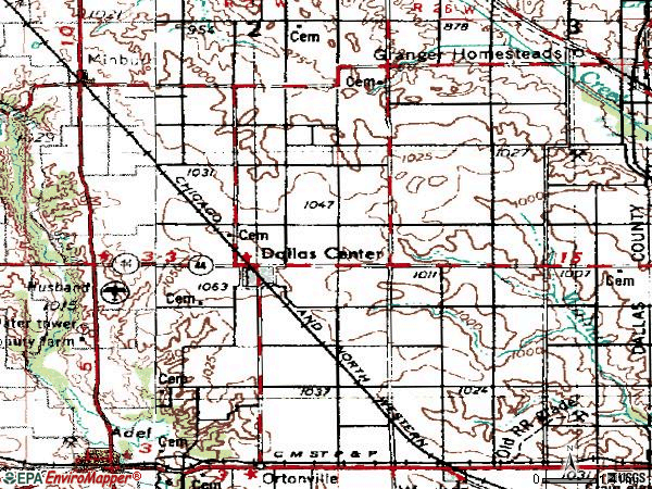 Zip code 50063 topographic map
