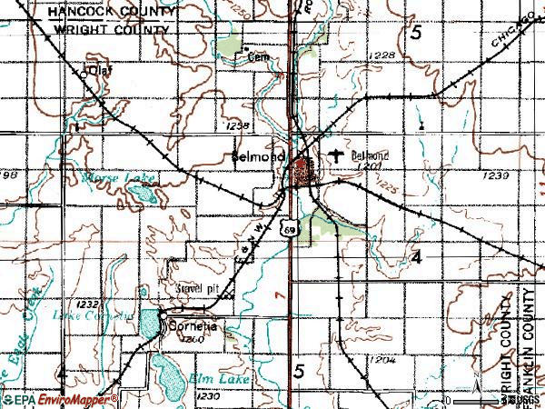 Zip code 50421 topographic map