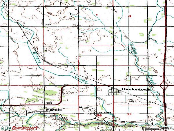 Zip code 50444 topographic map