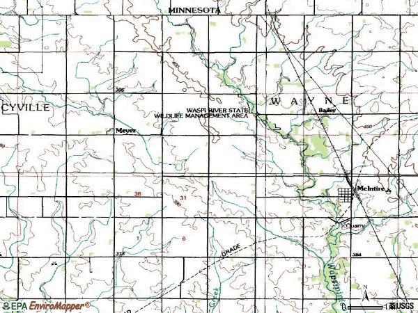 Zip code 50455 topographic map