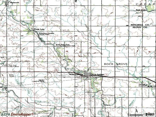 Zip code 50458 topographic map