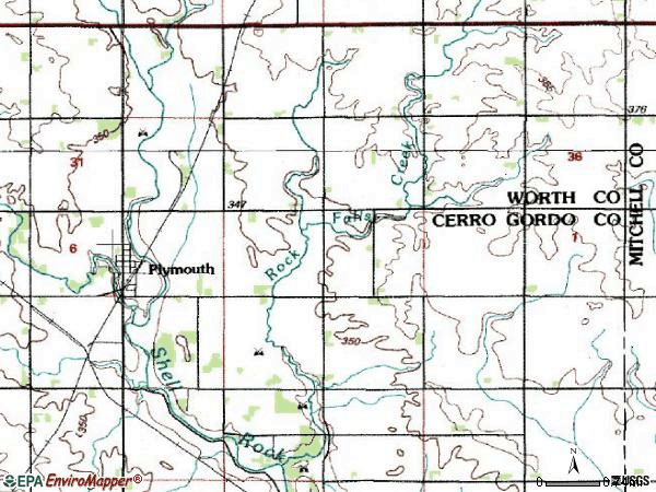 Zip code 50464 topographic map