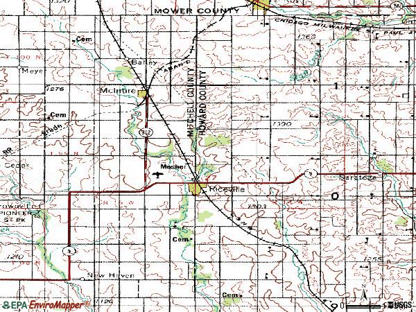 Zip code 50466 topographic map